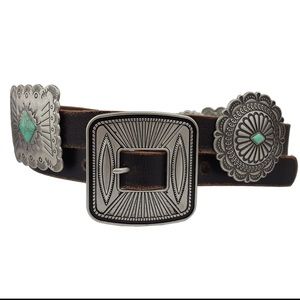 Western genuine leather belt with sliding conchos SZ L/XL